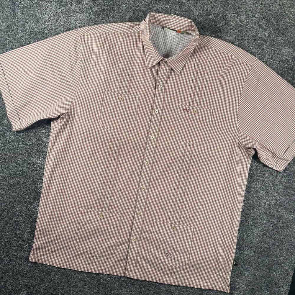 Howler Bros Guayabera Shirt Mens XXL Button Down Red Gingham Short Sleeve